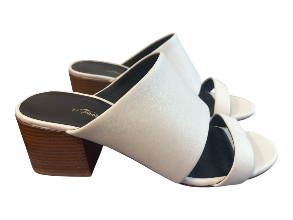 3.1 Phillip Lim Shoe Size 36.5 White Leather open toe Open Heel Stack Heel Shoes White / 36.5