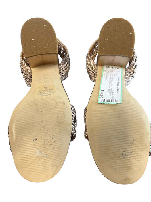 Marc Fisher Shoe Size 6 Rose Gold Leather Block Heel Open Toe BRaided Shoes Rose Gold / 6