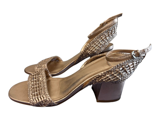 Marc Fisher Shoe Size 6 Rose Gold Leather Block Heel Open Toe BRaided Shoes Rose Gold / 6