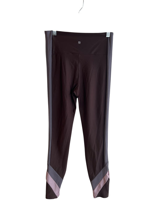 Lanston Sport Size Medium Chocolate Brown Nylon Blend Side Stripe Leggings Chocolate Brown / Medium