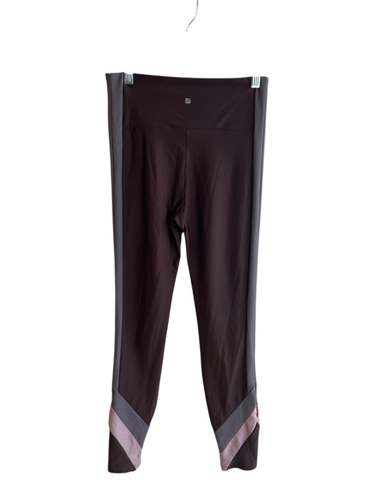 Lanston Sport Size Medium Chocolate Brown Nylon Blend Side Stripe Leggings Chocolate Brown / Medium