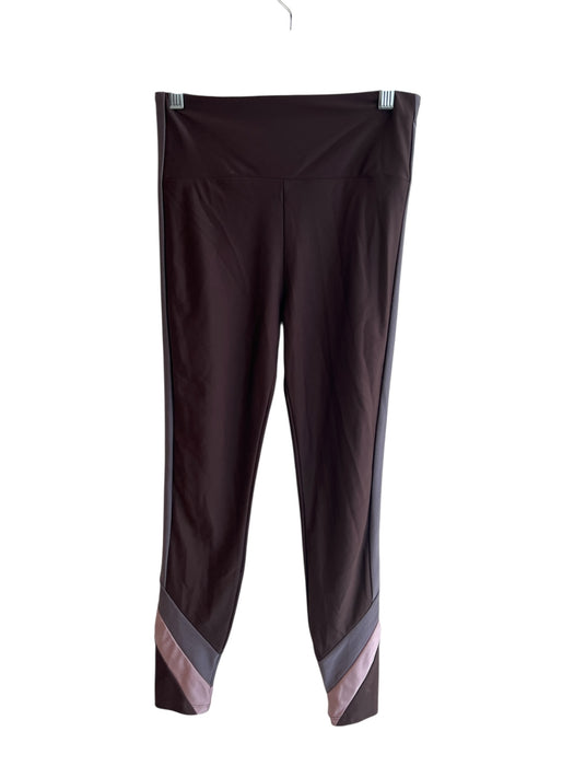Lanston Sport Size Medium Chocolate Brown Nylon Blend Side Stripe Leggings Chocolate Brown / Medium