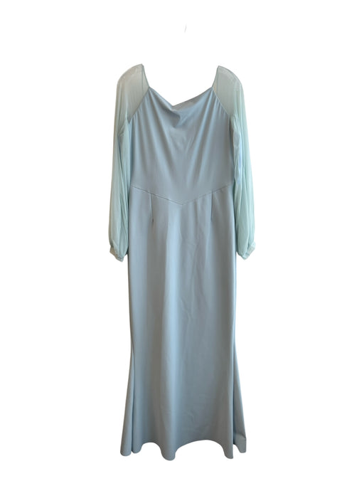 Chiara Boni Size 14 Baby Blue No Fabric Tag Long Sheer Sleeves seam detail Gown Baby Blue / 14
