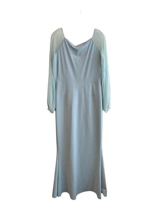 Chiara Boni Size 14 Baby Blue No Fabric Tag Long Sheer Sleeves seam detail Gown Baby Blue / 14