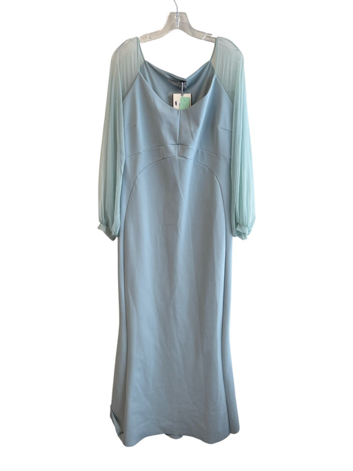 Chiara Boni Size 14 Baby Blue No Fabric Tag Long Sheer Sleeves seam detail Gown Baby Blue / 14
