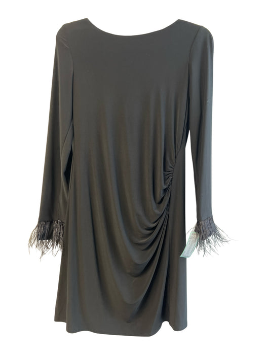 Jay Godfrey Size 10 Black Polyester Lined Feather detail Open Back Dress Black / 10