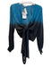Karina Grimaldi Size Medium Teal & Black Silk Blend Tye Dye Long Sleeve Wrap Top Teal & Black / Medium