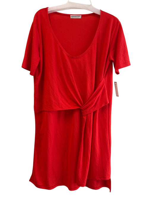 Patrizia Luca Size Est L Orange Rayon Short Sleeve Wide Neck Tie at Side Top Orange / Est L