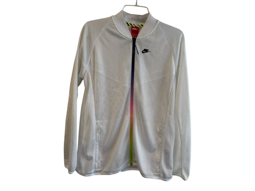 Nike Size Large White Mesh Long Sleeve Front Zip Zip Pocket Jacket White / Large