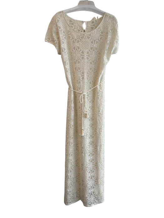 Lilka Size Medium Cream No Fabric Tag Cap Sleeve Wide Neck Embroidered Dress Cream / Medium