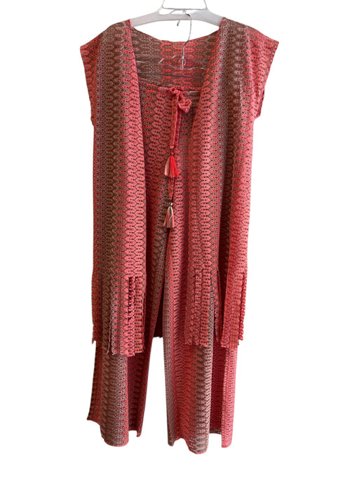 Becca Melon & Mauve No Fabric Tag Tie At Waist Crop Top Loungewear Melon & Mauve