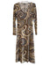Zara Size Medium Tan, Brown & Yellow Polyester Geometric Scoop Neck Maxi Dress Tan, Brown & Yellow / Medium