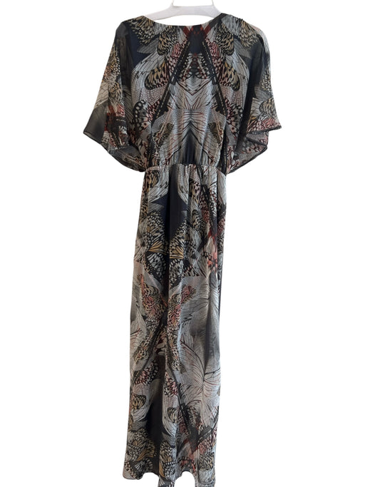 Lavender Brown Size Medium Gray, Brown & Multi No Fabric Tag V Neck Dress Gray, Brown & Multi / Medium
