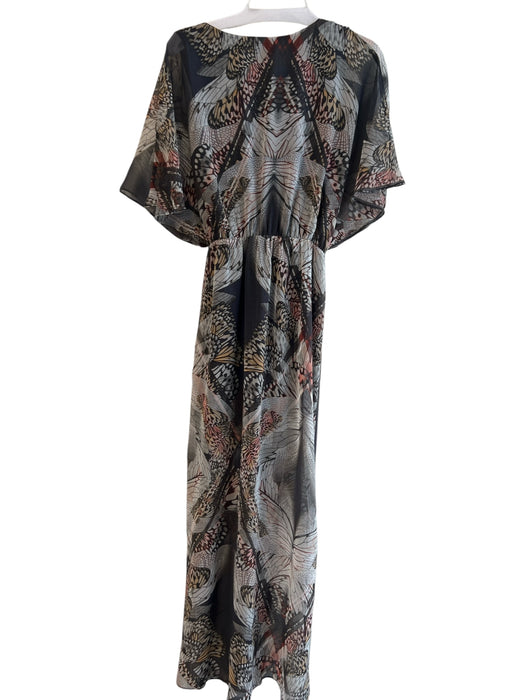 Lavender Brown Size Medium Gray, Brown & Multi No Fabric Tag V Neck Dress Gray, Brown & Multi / Medium