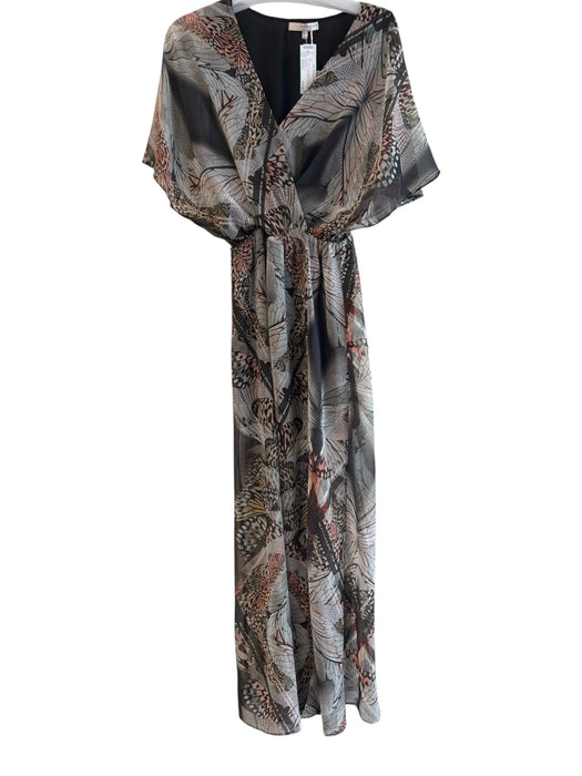Lavender Brown Size Medium Gray, Brown & Multi No Fabric Tag V Neck Dress Gray, Brown & Multi / Medium