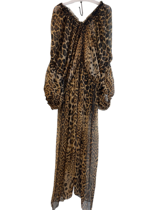 Saint Laurent Paris Size Medium Brown & Black Silk Animal Print Jumpsuit Brown & Black / Medium