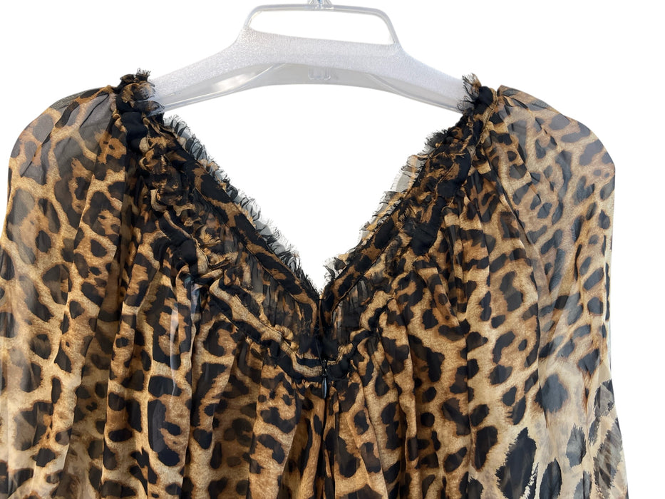 Saint Laurent Paris Size Medium Brown & Black Silk Animal Print Jumpsuit Brown & Black / Medium