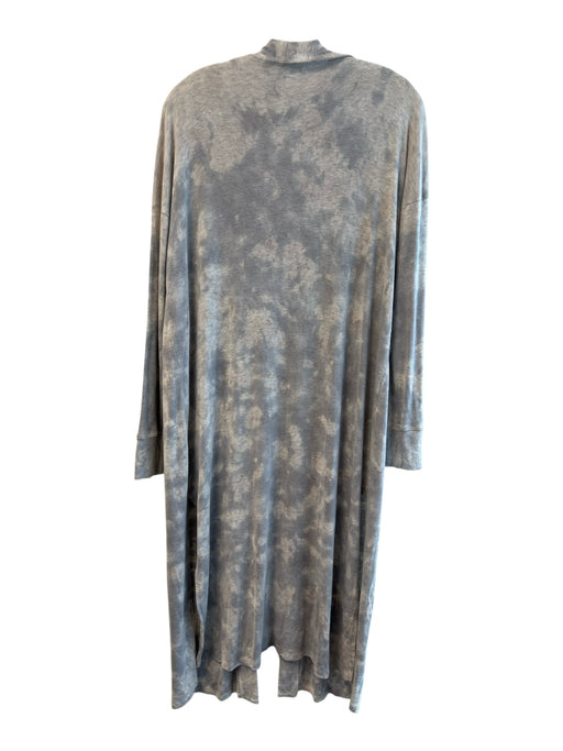 River & Sky Gray & Cream Rayon Blend Tye Dye Long Sleeve Open Front Loungewear Gray & Cream