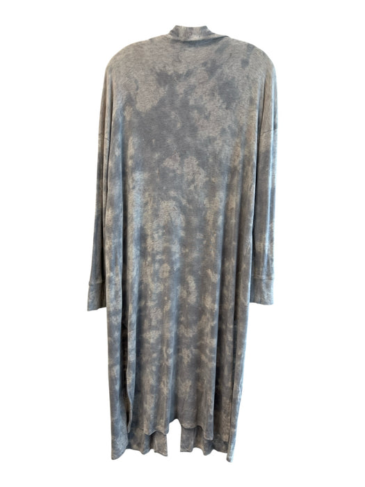River & Sky Gray & Cream Rayon Blend Tye Dye Long Sleeve Open Front Loungewear Gray & Cream