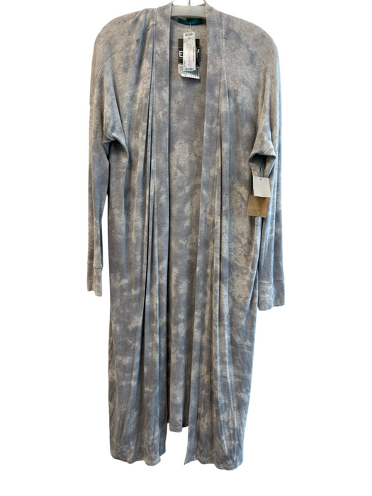 River & Sky Gray & Cream Rayon Blend Tye Dye Long Sleeve Open Front Loungewear Gray & Cream