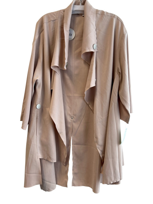 Patrizia Luca Size L/XL Beige Polyester Open Front Asymmetrical Hem Jacket Beige / L/XL
