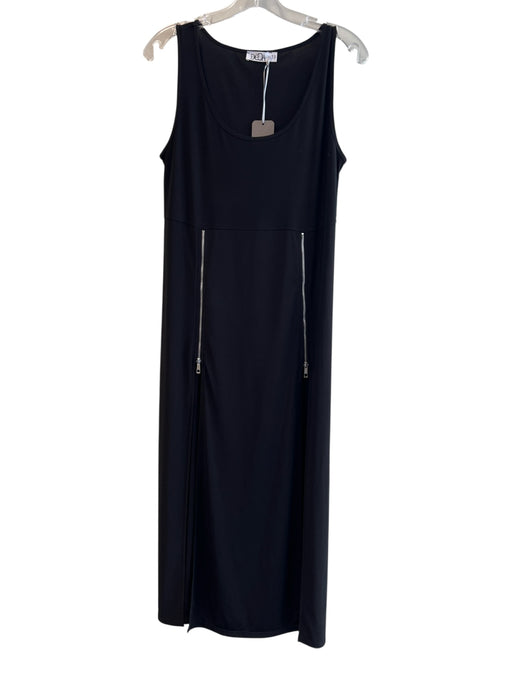 Deca Size T.3 Black Polyester Sleeveless Zipper Detail Round Neck Slits Dress Black / T.3