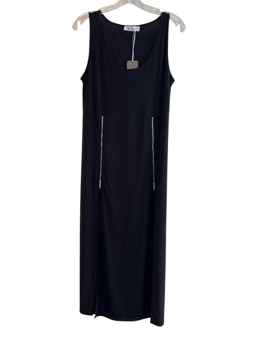 Deca Size T.3 Black Polyester Sleeveless Zipper Detail Round Neck Slits Dress Black / T.3