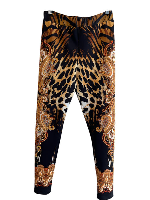 Vercini Size 40 Brown, Black & Gold No Fabric Tag Animal Print Legging Pants Brown, Black & Gold / 40