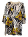 Trina Turk Size Est L Black & Yellow 100% Silk Long Sleeve Floral Dress Black & Yellow / Est L