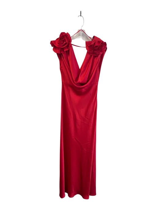 Luxxel Size S/M Red No Fabric Tag Off Shoulder Side Zip Rose detail Dress Red / S/M