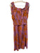 Bila 77 Size Medium Lavender & Orange Rayon Zip Fly Crop Top Wide Leg Pant Set Lavender & Orange / Medium