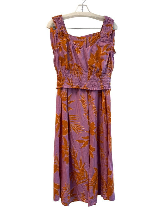 Bila 77 Size Medium Lavender & Orange Rayon Zip Fly Crop Top Wide Leg Pant Set Lavender & Orange / Medium