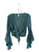 Raga Size Medium Teal Blue Polyester Deep V Neck All Over Print Crop Top Top Teal Blue / Medium