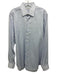 Suitsupply Size 17.5 White & Blue Cotton All Over Print Men's Long Sleeve Shirt White & Blue / 17.5