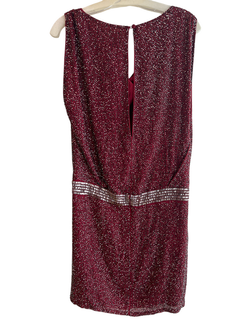 Haute Hippie Size M Red & Silver Silk Sleeveless Beaded Design Cowl Neck Dress Red & Silver / M