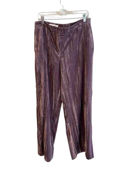 Zara Size XL Purple Polyester Zip Fly Velvet Side Pockets Wide Leg Pants Purple / XL