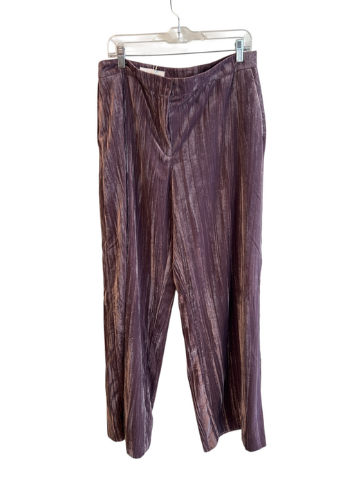 Zara Size XL Purple Polyester Zip Fly Velvet Side Pockets Wide Leg Pants Purple / XL