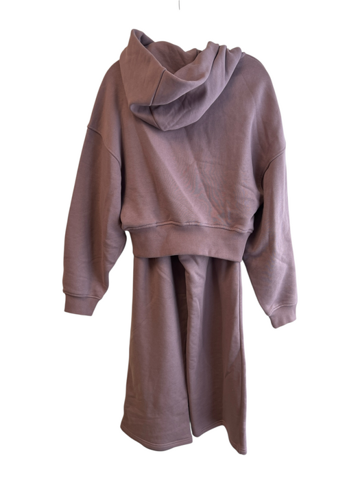Zara Size M/L Purple Cotton Hood High Rise Zip Up Wide Leg Pant Set Purple / M/L