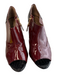 Pour la Victoire Shoe Size 6.5 Maroon & Black Patent Leather Peep Toe Booties Maroon & Black / 6.5