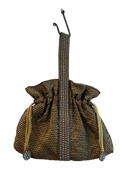 Esbeda Bronze Rhinestone 1 Strap Drawstring Pouch Bag Bronze / Small