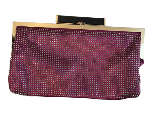 Melie Bianco Maroon Satin Grommet Detail Gold Hardware Chain Strap Clutch Bag Maroon / Small