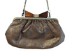 Sondra Roberts Gold & Bronze Leather goldtone hardware Crackled Clutch Bag Gold & Bronze / Sm & Med