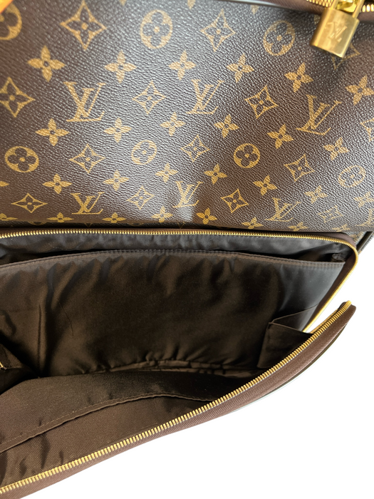 Louis Vuitton Brown & Tan Coated Canvas Leather trim Monogram Luggage Brown & Tan