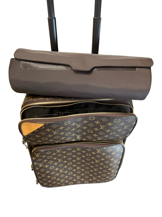 Louis Vuitton Brown & Tan Coated Canvas Leather trim Monogram Luggage Brown & Tan