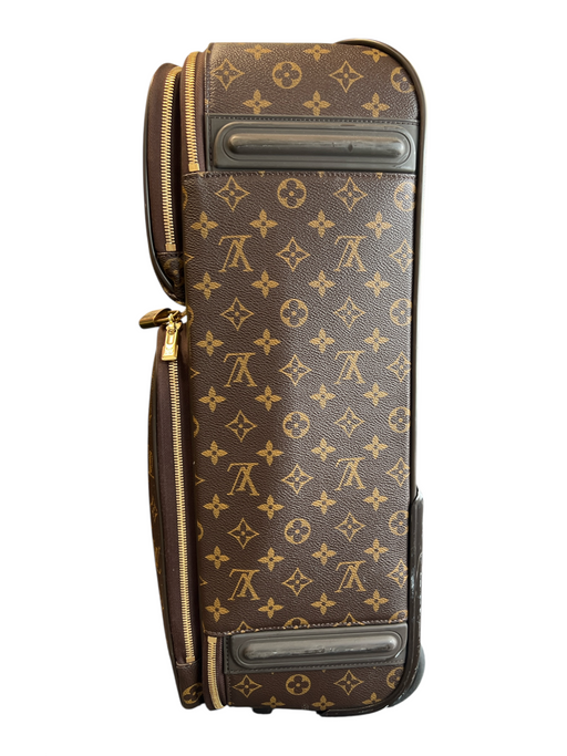 Louis Vuitton Brown & Tan Coated Canvas Leather trim Monogram Luggage Brown & Tan