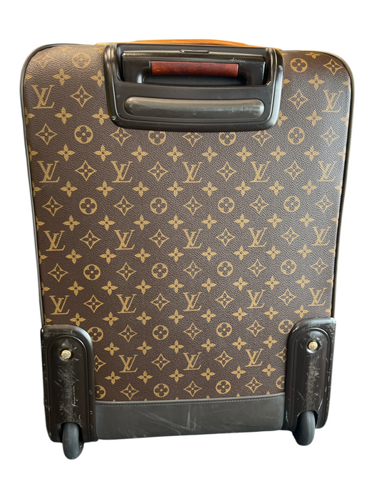 Louis Vuitton Brown & Tan Coated Canvas Leather trim Monogram Luggage Brown & Tan
