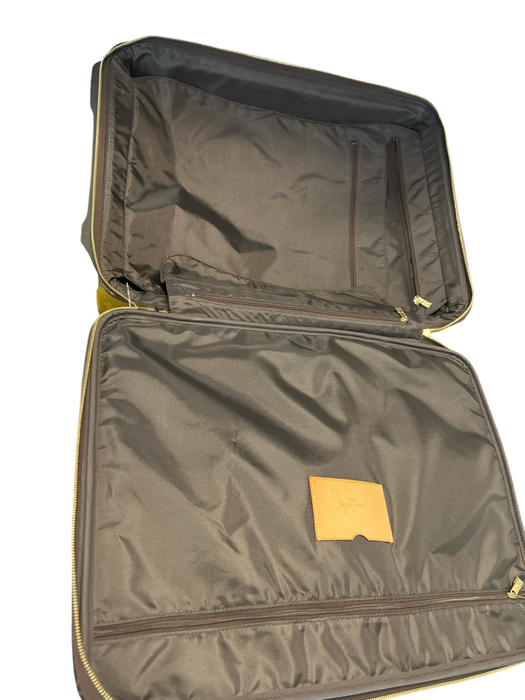 Louis Vuitton Brown & Tan Coated Canvas Leather trim Monogram Luggage Brown & Tan