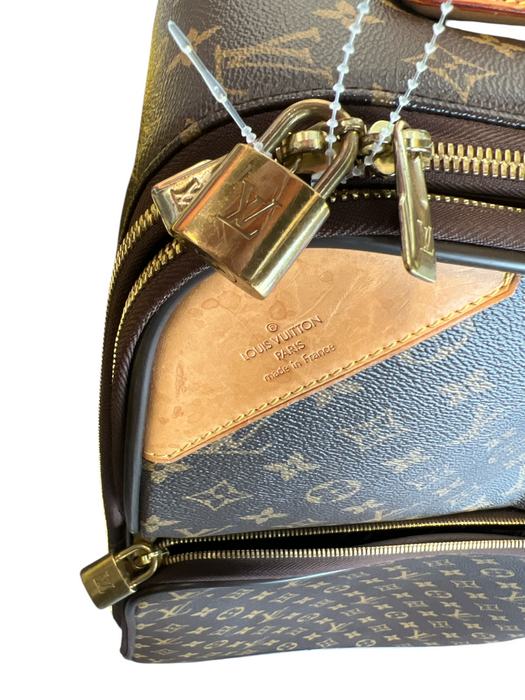 Louis Vuitton Brown & Tan Coated Canvas Leather trim Monogram Luggage Brown & Tan
