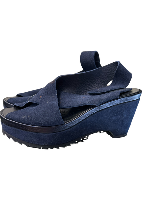Pedro Garcia Shoe Size 36 Navy Suede manmade solid color Velcro Shoes Navy / 36