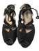 Prada Shoe Size 36 1/2 Black Suede Platform Ankle Strap Open Toe Pump Shoes Black / 36 1/2